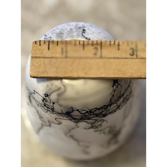 Raku Horse Hair Pottery Vase Round 6.5" Handmade Signed - Picture 10 of 10